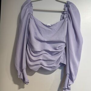 Astr Lavender Blouse with Puff Sleeves